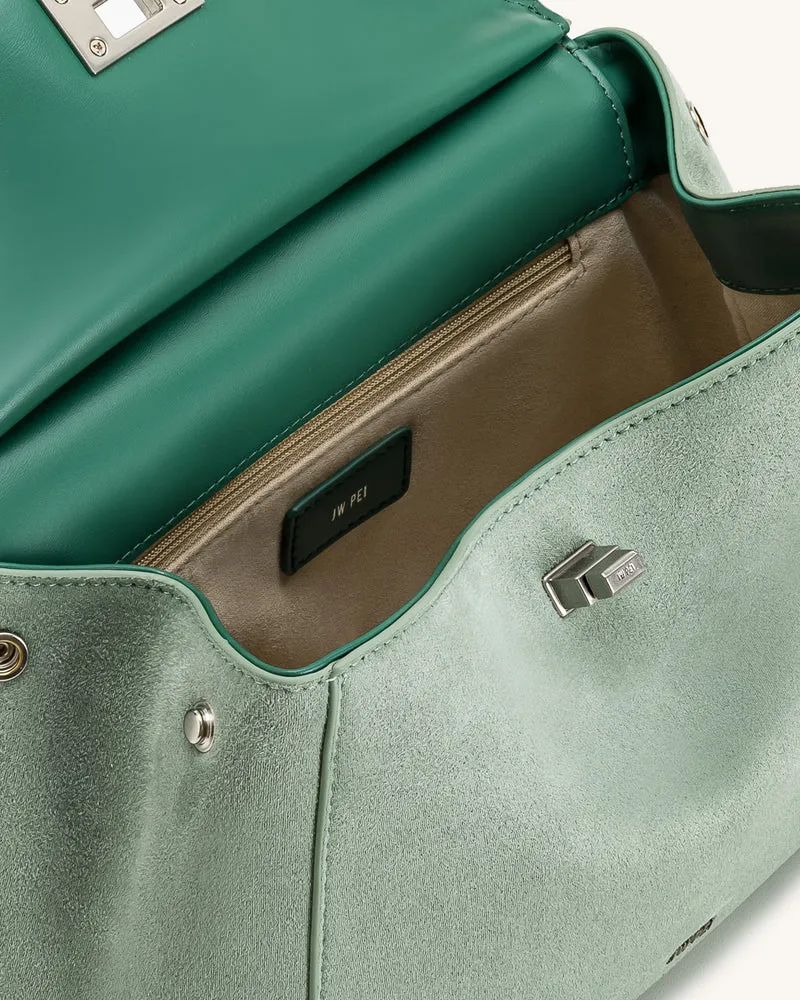 Lucia Klassische Handtasche aus Kunstwildleder – Matcha-Grün