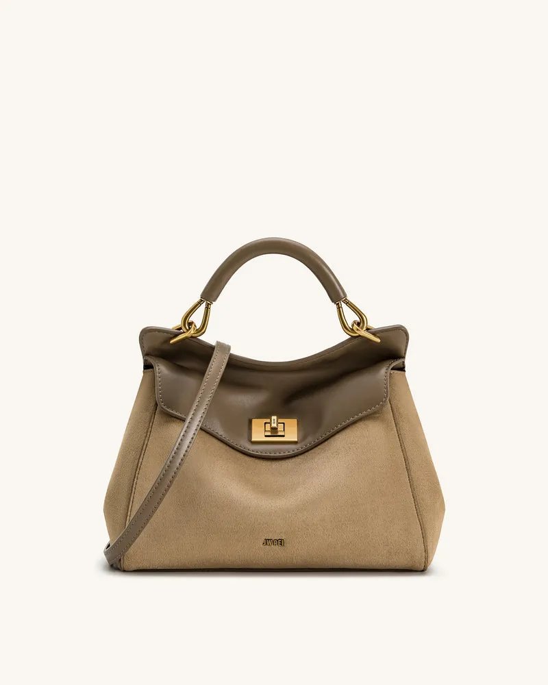 Lucia Klassische Handtasche aus Kunstwildleder – Taupe