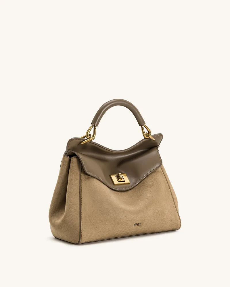 Lucia Klassische Handtasche aus Kunstwildleder – Taupe