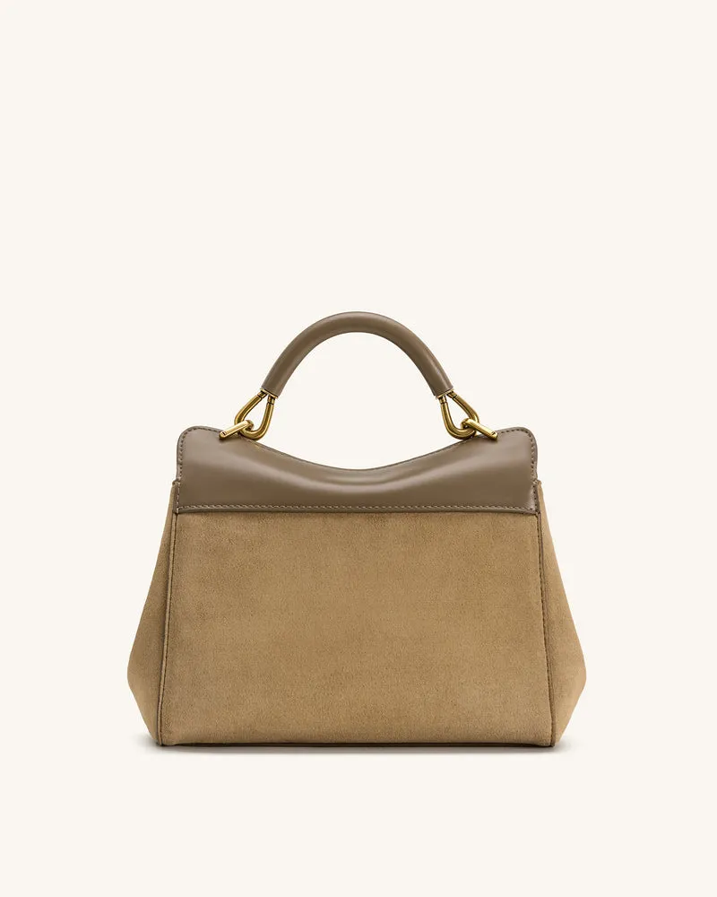 Lucia Klassische Handtasche aus Kunstwildleder – Taupe