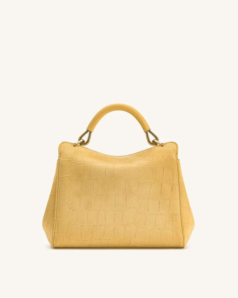 Lucia Klassische Handtasche aus Kunstwildleder mit Krokoprägung – Gelb