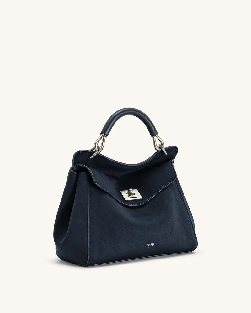 Lucia Klassische Handtasche aus Kunstwildleder – Marineblau