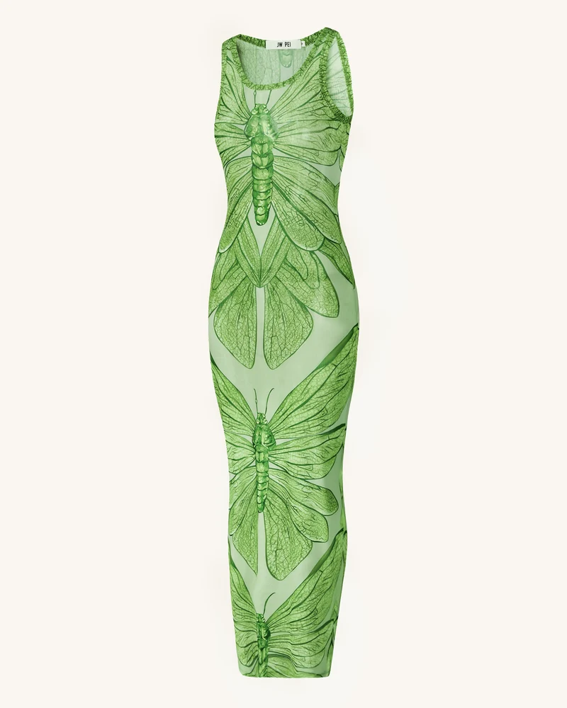 Dragonfly Axis Tank Mesh Kleid – Grün