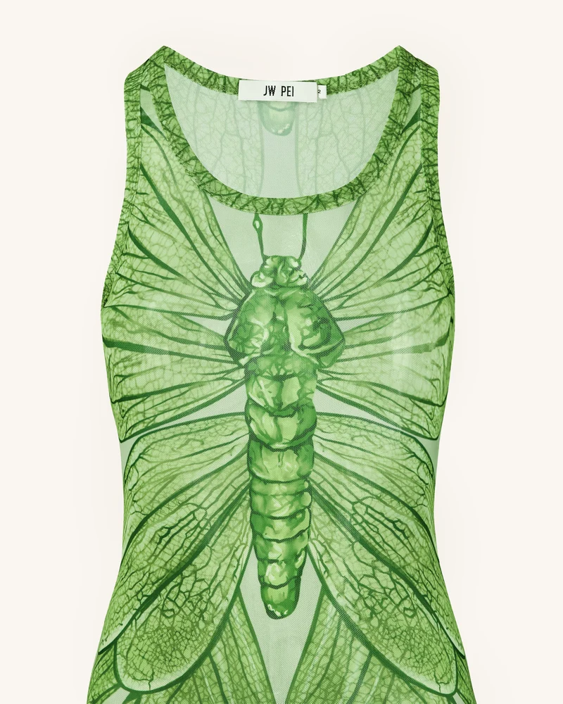 Dragonfly Axis Tank Mesh Kleid – Grün