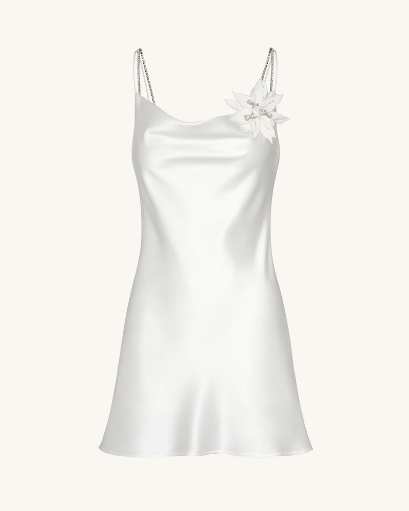 Crystal Flora Slipkleid – Weiß
