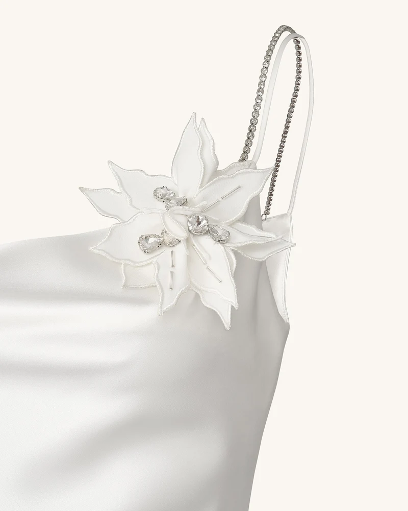 Crystal Flora Slipkleid – Weiß