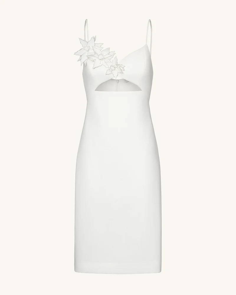 Bloom-Cut Kontur Kleid - Weiß