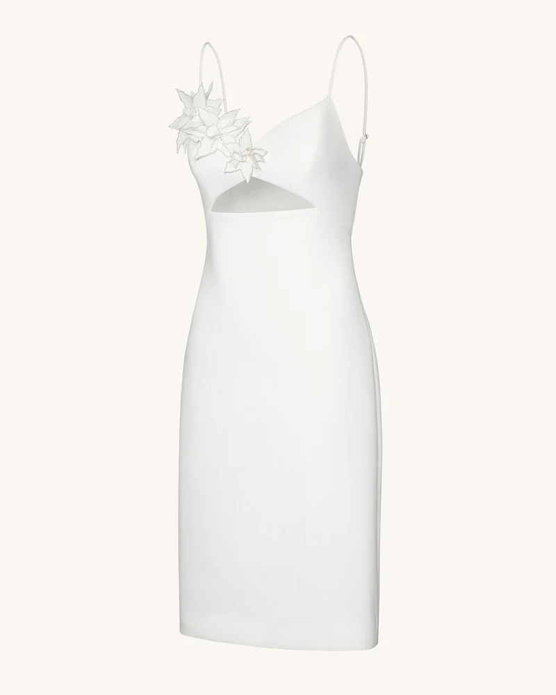 Bloom-Cut Kontur Kleid - Weiß
