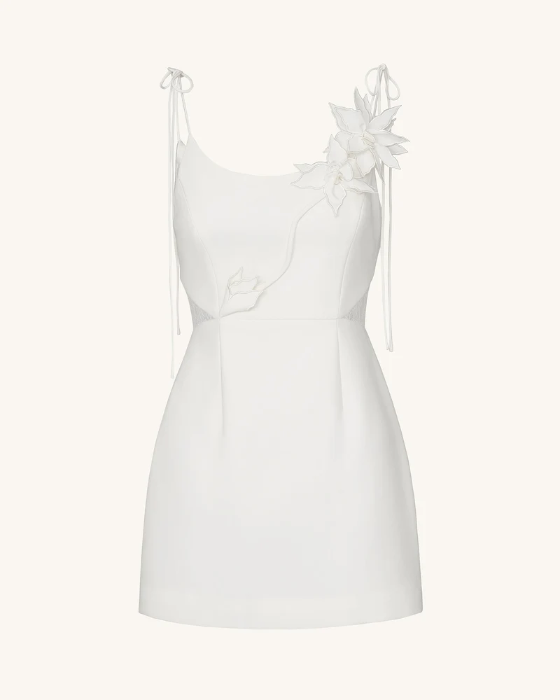 Floral Vine Tie Kleid - Weiß