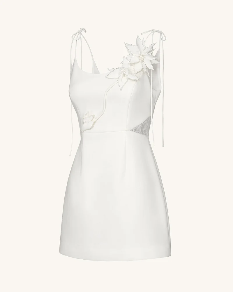 Floral Vine Tie Kleid - Weiß