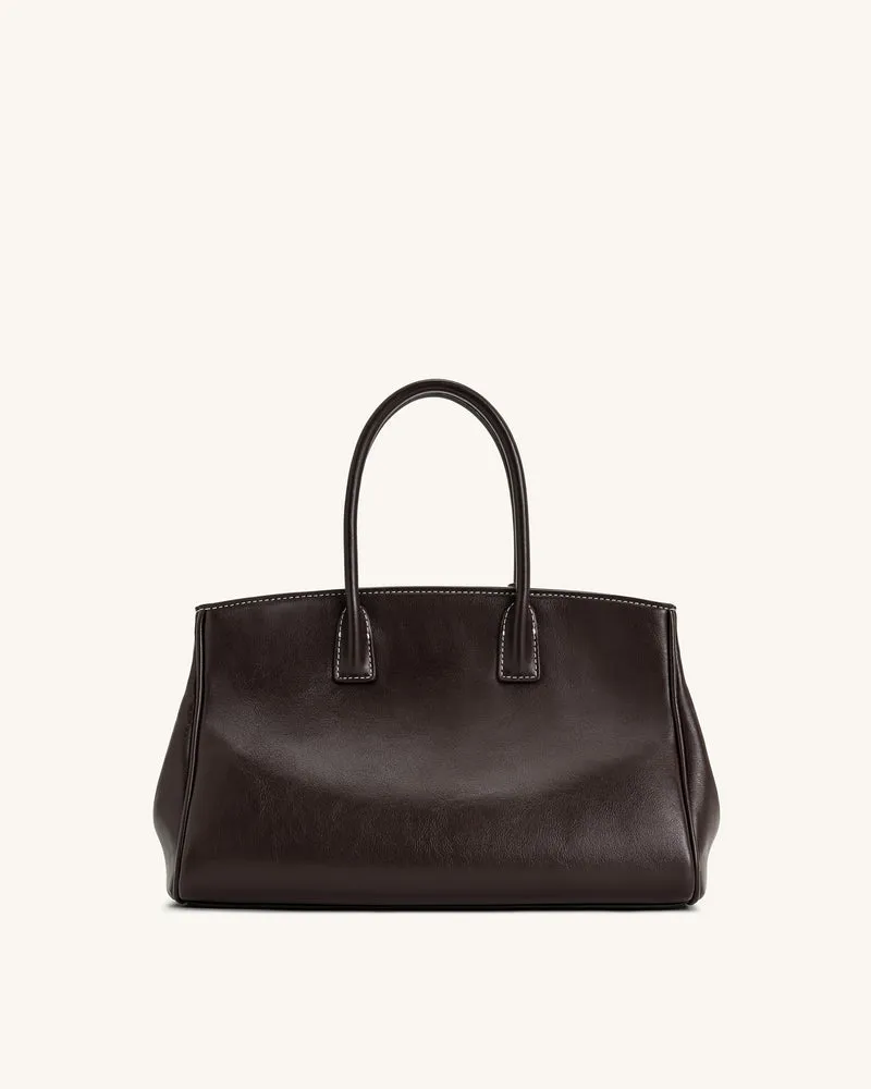Ziva Tote-Bag mit Metallschloss-Dekor – Dunkelbraun