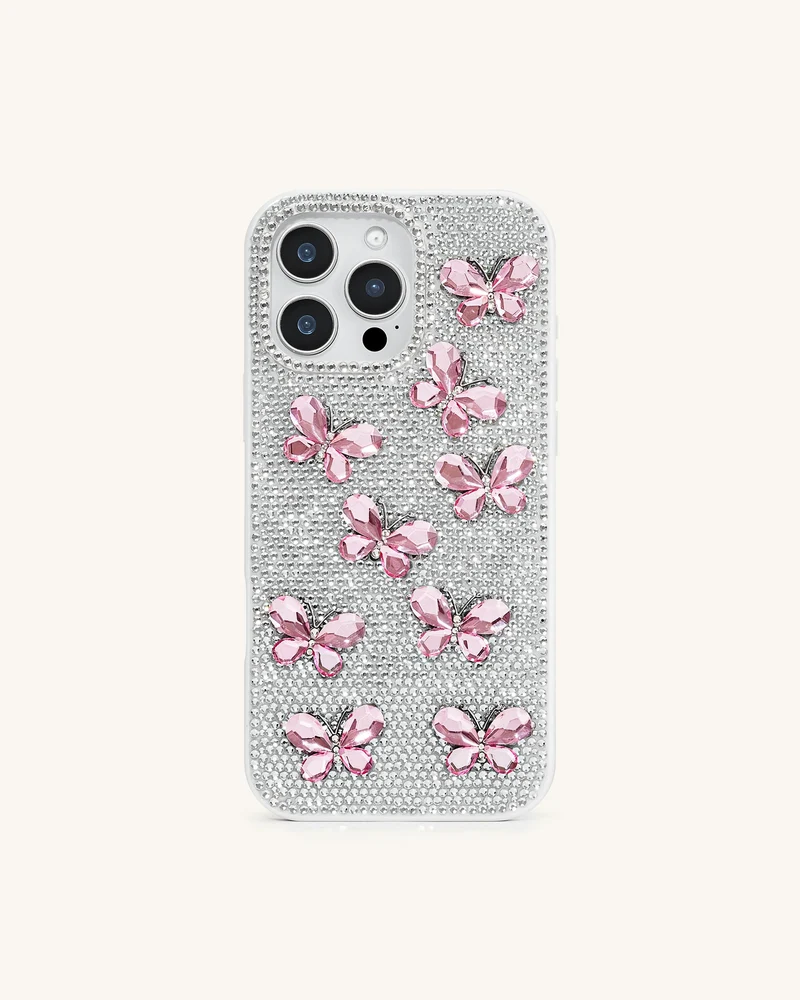 Schmetterling-Handyhülle mit Strass – Weiß