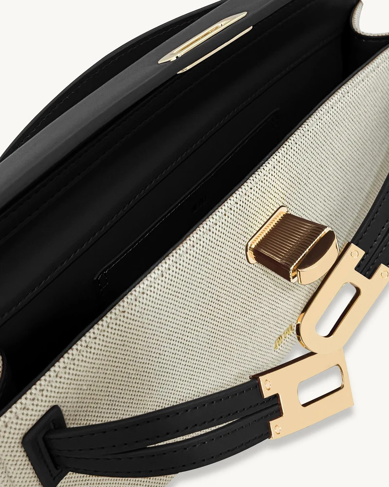 Bria Strukturierte Henkeltasche – Schwarzes Canvas