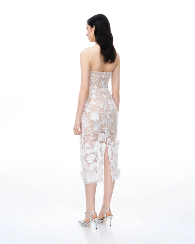 Lysandra 3D Floral Embroidered Maxi Dress - White
