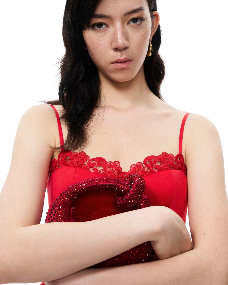Calypso Spitzen-Minikleid – Rot