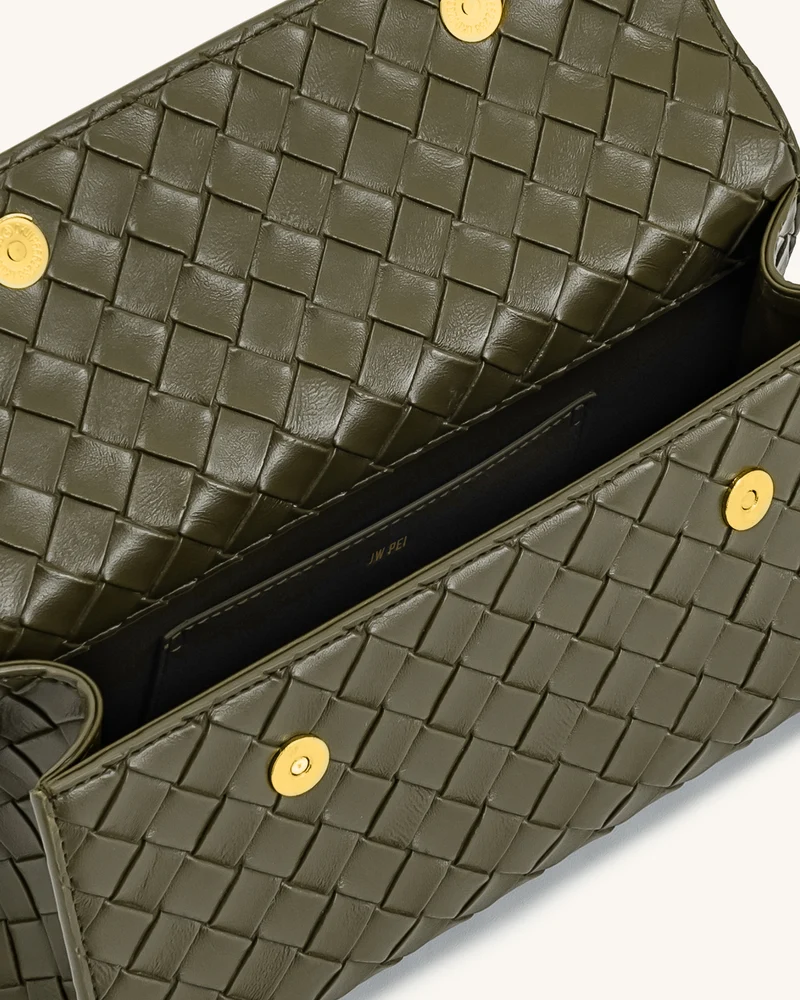 Keyla Handtasche mit gewebter Struktur und Henkel – Olivgrün
