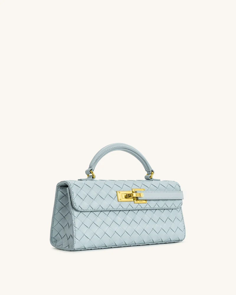 Keyla Handtasche mit gewebter Struktur und Henkel – Blau