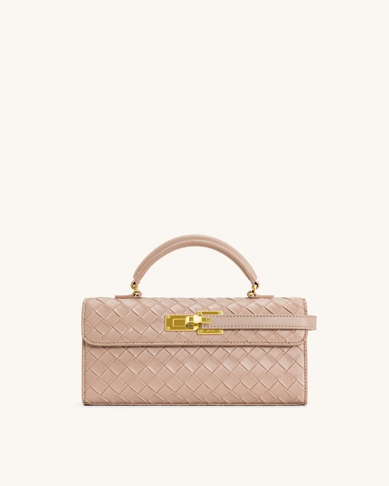 Keyla Handtasche mit gewebter Struktur und Henkel – Rosa