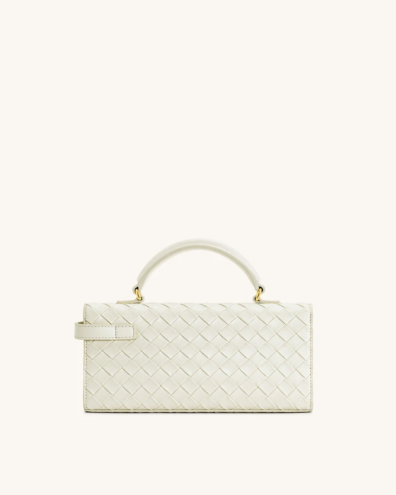 Keyla Handtasche mit gewebter Struktur und Henkel – Weiß