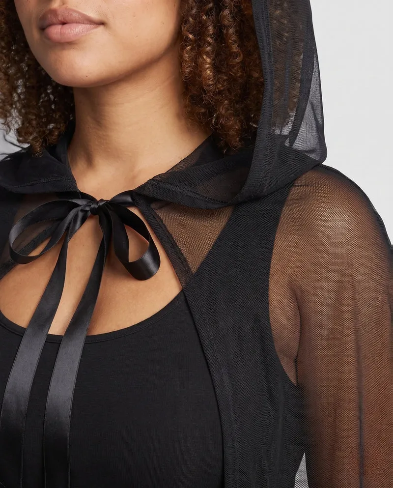 Damen elegantes Kapuzenkleid mit transparentem Überwurf Nord Taschen