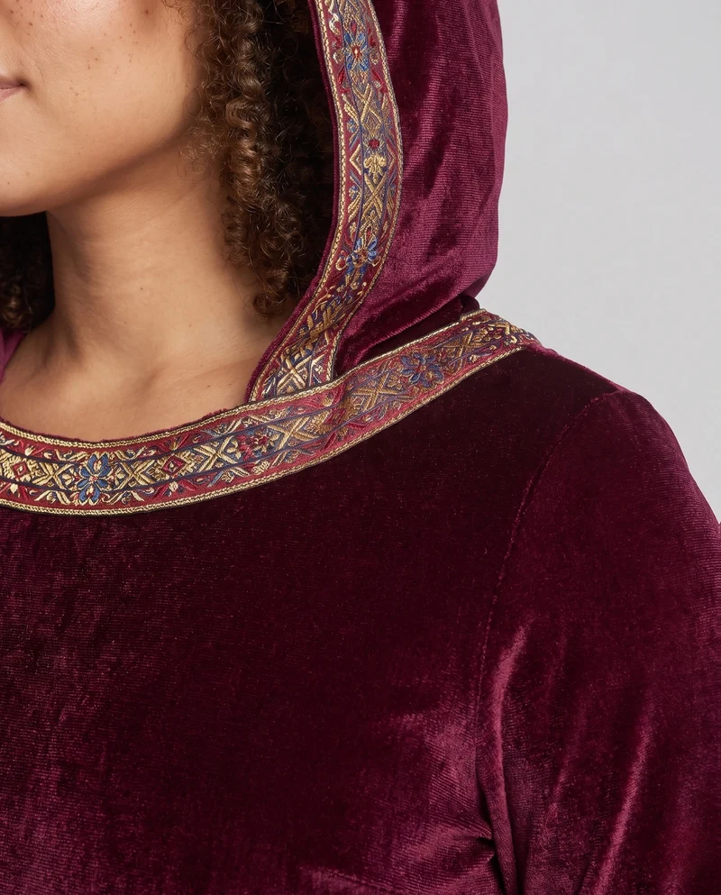 Damen elegantes Kapuzenkleid mit weit ausgestellten Ärmeln Nord Taschen