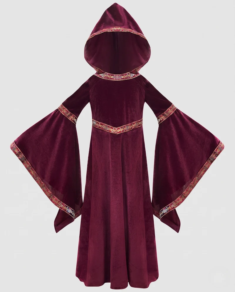 Damen elegantes Kapuzenkleid mit weit ausgestellten Ärmeln Nord Taschen