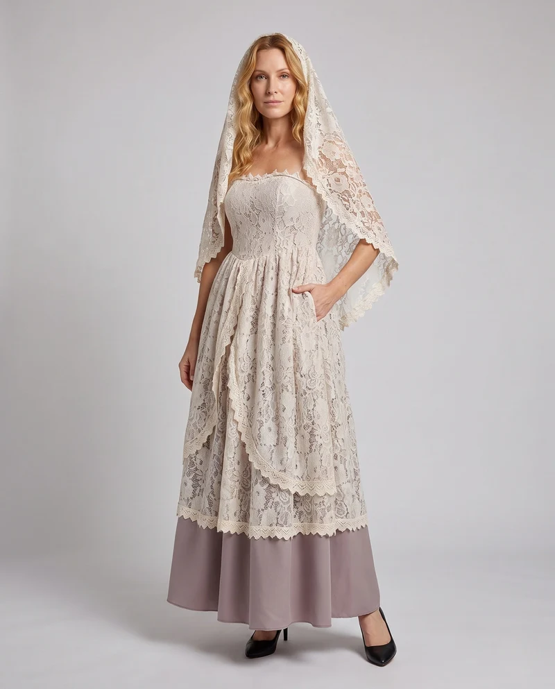 Damen Elegantes Viktorianisches Hochzeitskleid Nord Taschen