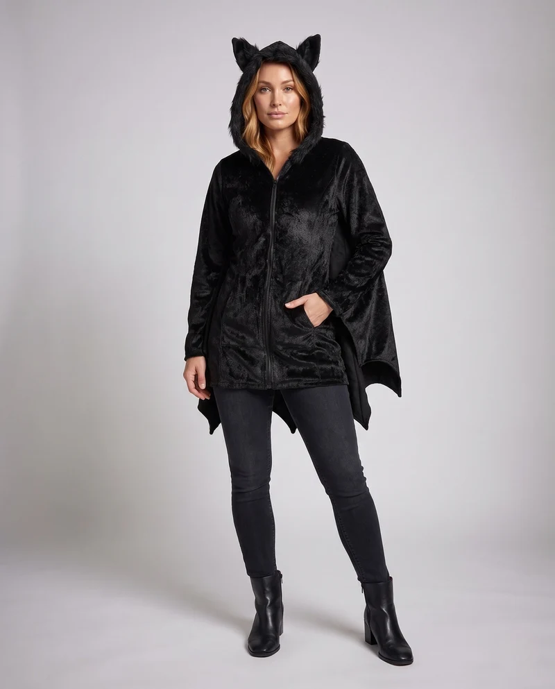 Damen Fledermaus Kostüm mit Kapuze und eleganten Flügeln Nord Taschen