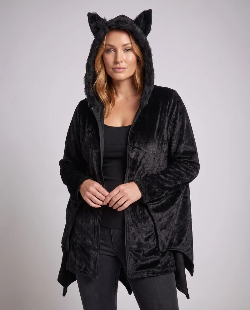 Damen Fledermaus Kostüm mit Kapuze und eleganten Flügeln Nord Taschen