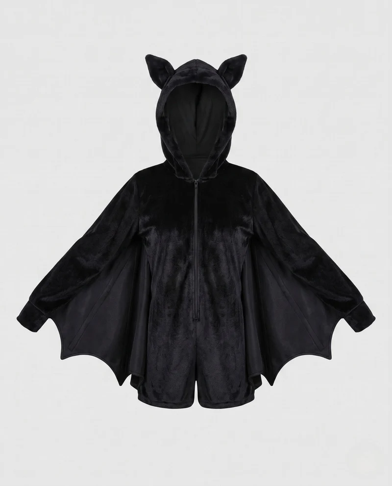 Damen Fledermaus Kostüm mit Kapuze und eleganten Flügeln Nord Taschen