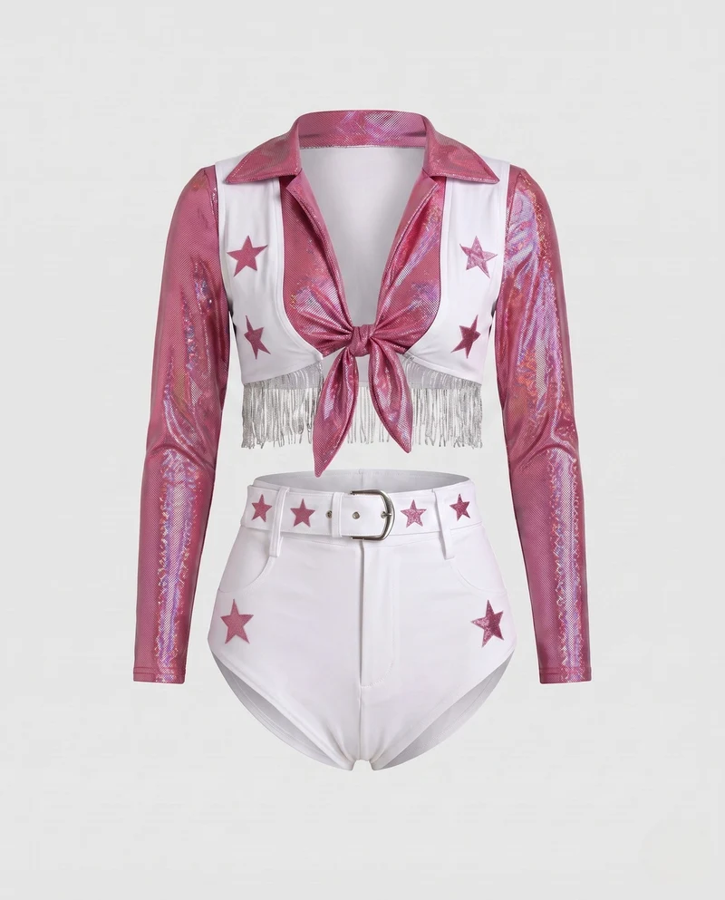 Damen Funkelndes Festival-Outfit mit Fransen und Sternen Nord Taschen