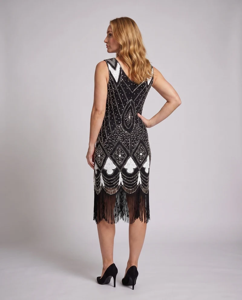 Damen Gatsby Kleid im Vintage-Stil mit Pailletten und Fransen Nord Taschen