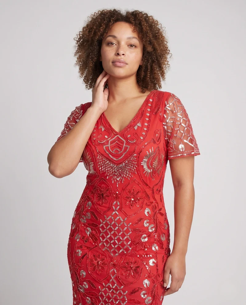 Damen Glamouröses Fransen-Kleid Nord Taschen
