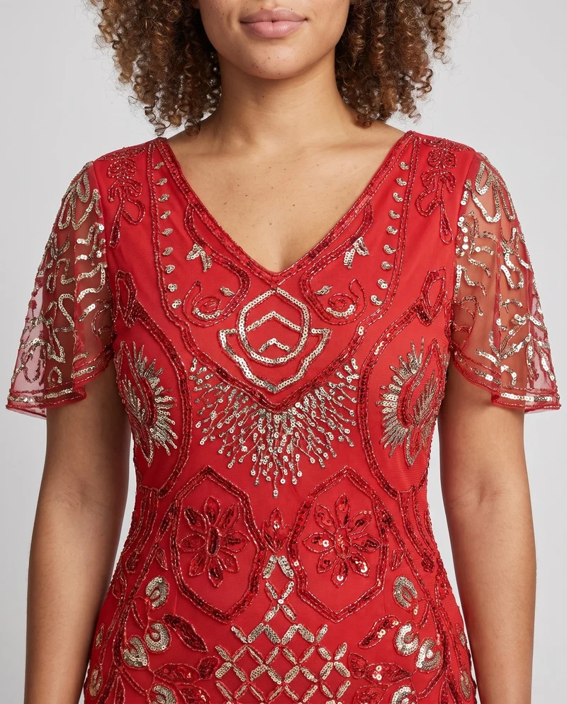 Damen Glamouröses Fransen-Kleid Nord Taschen