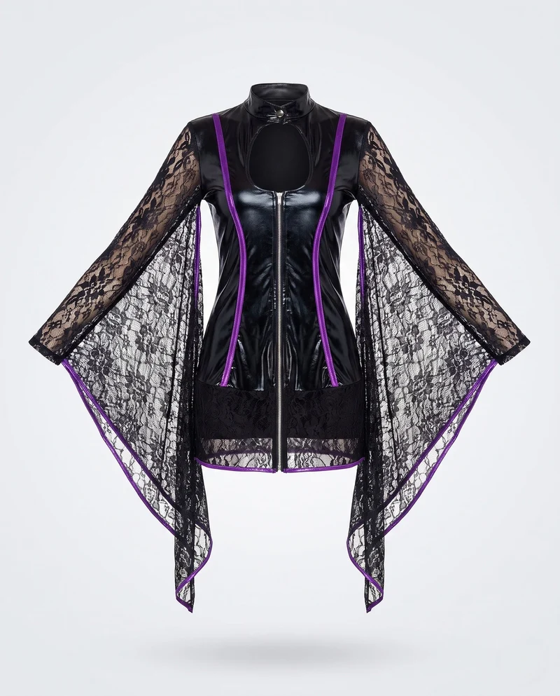 Damen Glamouröses Hexen-Kostüm mit transparentem Umhang und detailverzierten Accessoires Nord Taschen