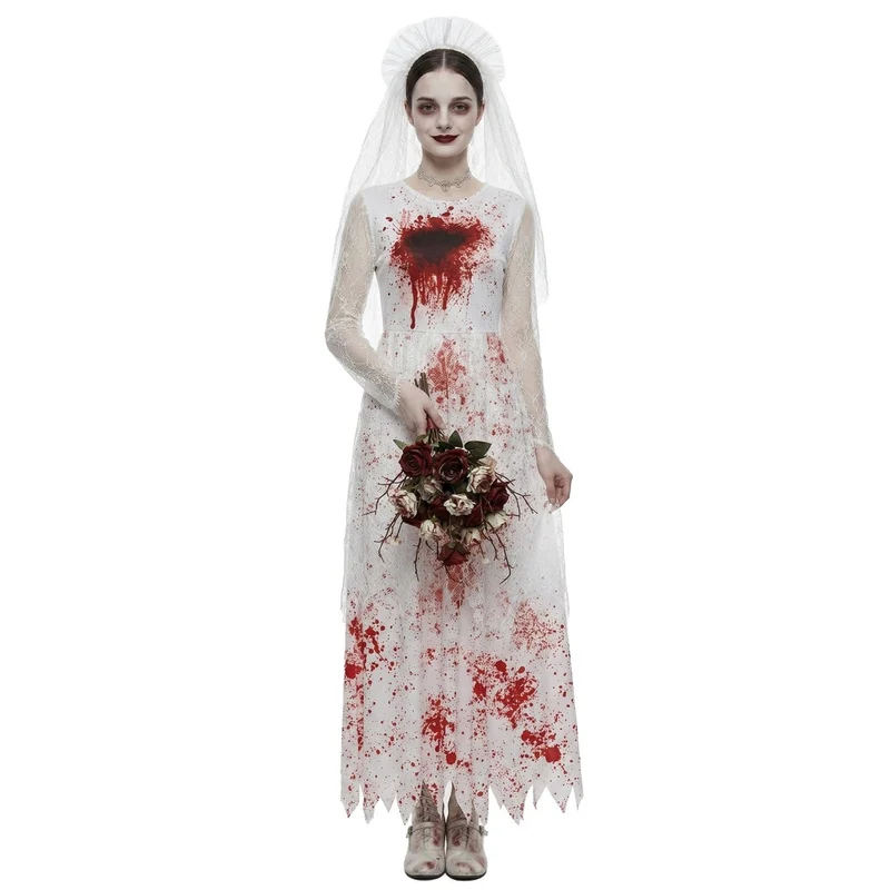 Damen Gruselige Hochzeitsbraut Kleid Nord Taschen