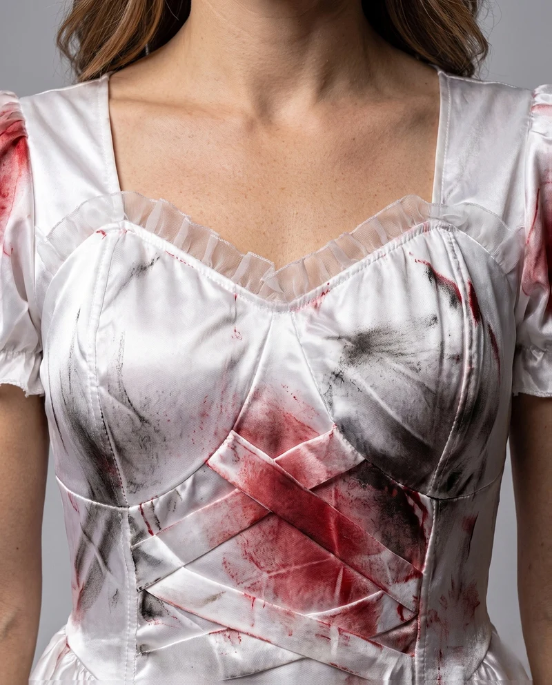 Damen Gruseliges Brautkleid mit Blutflecken und Spitzendetails Nord Taschen
