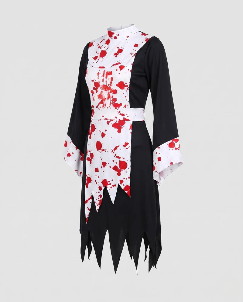 Damen gruseliges Nonnenkostüm mit blutigen Details Nord Taschen