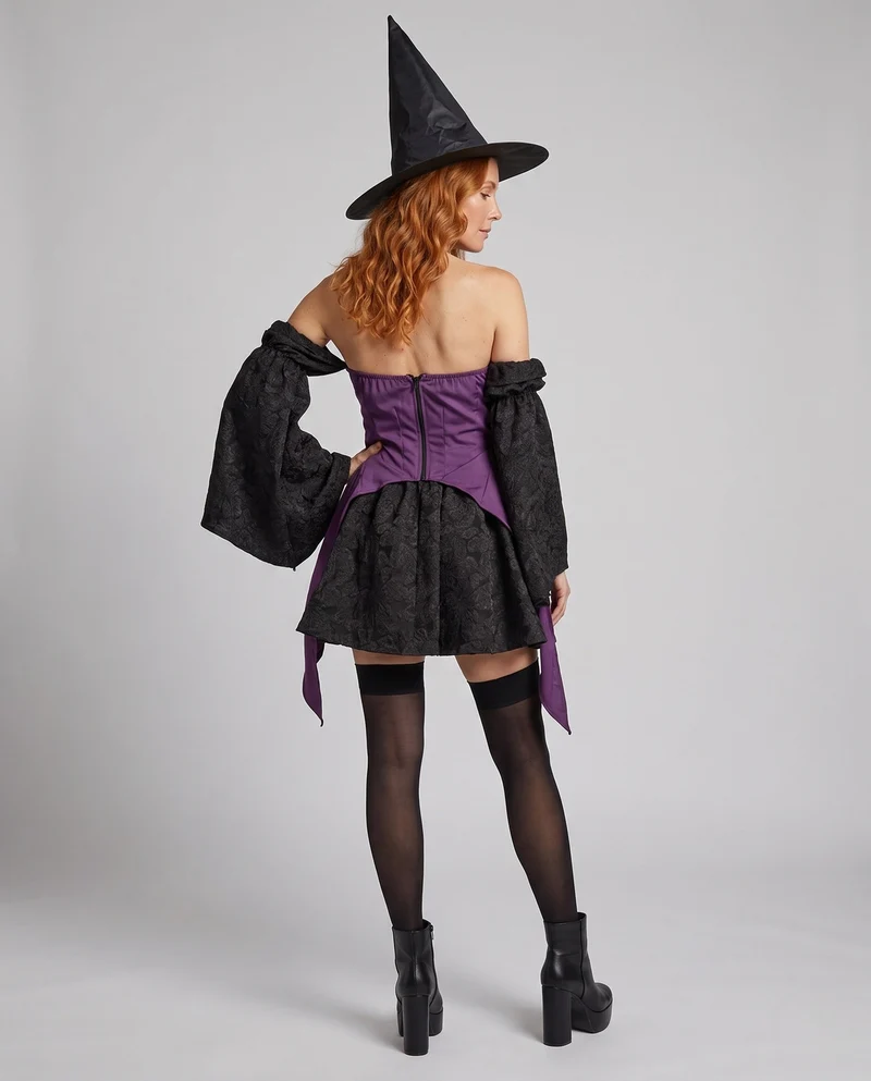 Damen Hexen-Kostüm mit elegantem Tüll und auffälligem Gürtel Nord Taschen