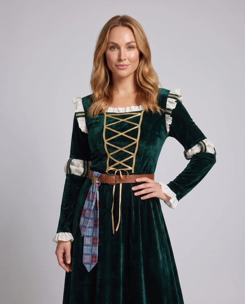 Damen historisches Kostüm mit elegantem Samt und keltischen Motiven Nord Taschen