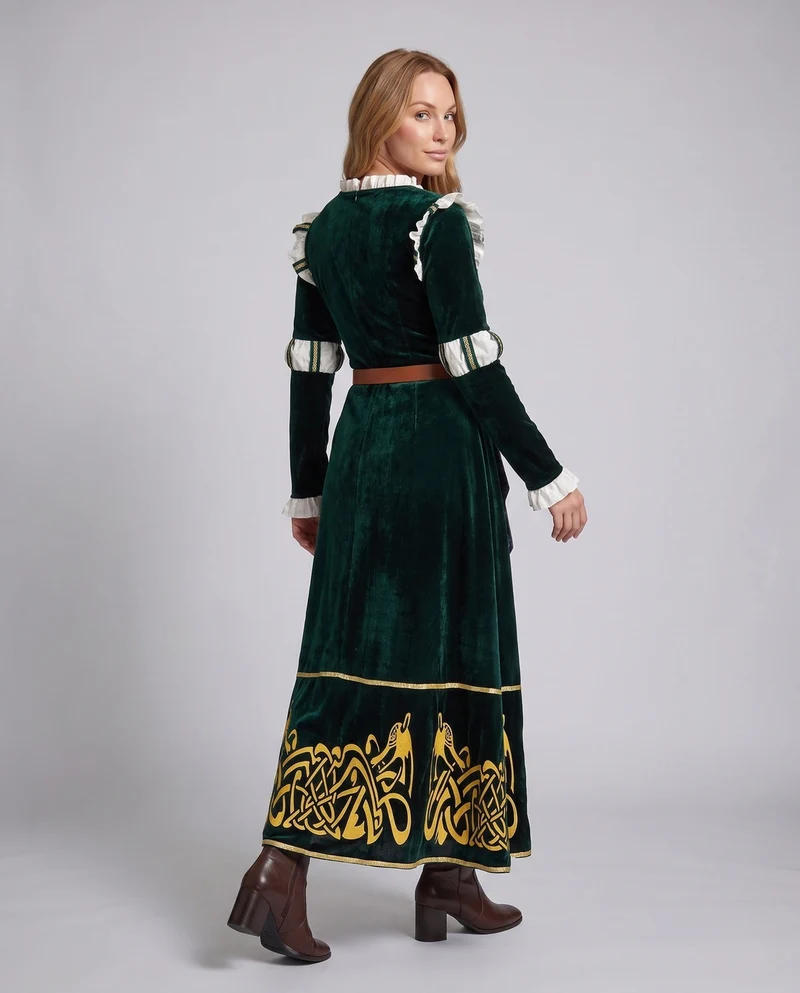 Damen historisches Kostüm mit elegantem Samt und keltischen Motiven Nord Taschen