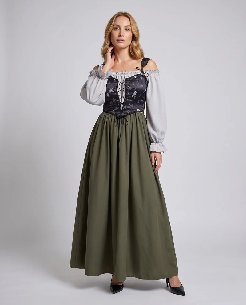 Damen historisches Landhauskleid Nord Taschen