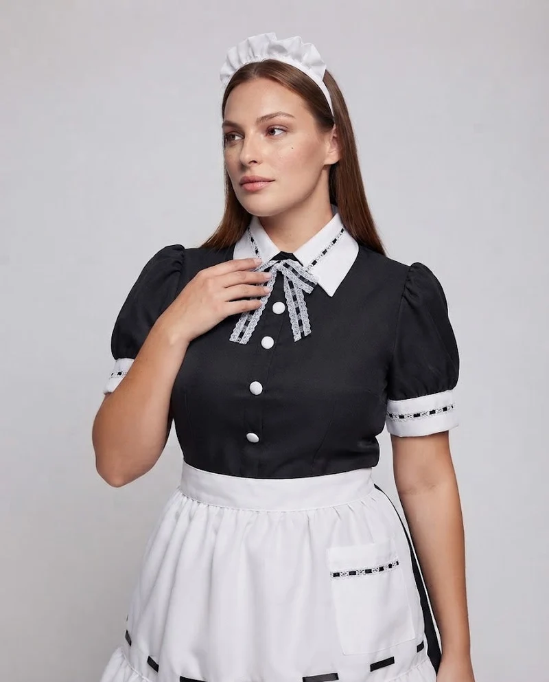 Damen Kostüm für Dienstmädchen mit Accessoires Nord Taschen