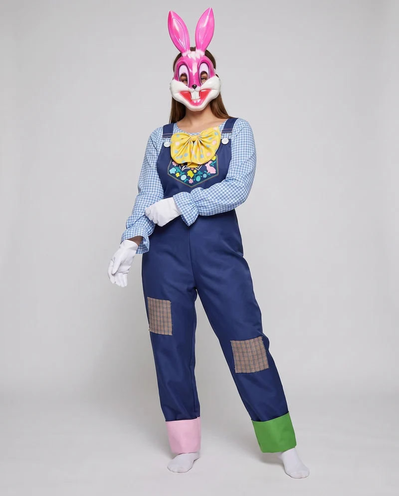 Damen Kostüm für Karneval mit Hasenmaske und Latzhose Nord Taschen