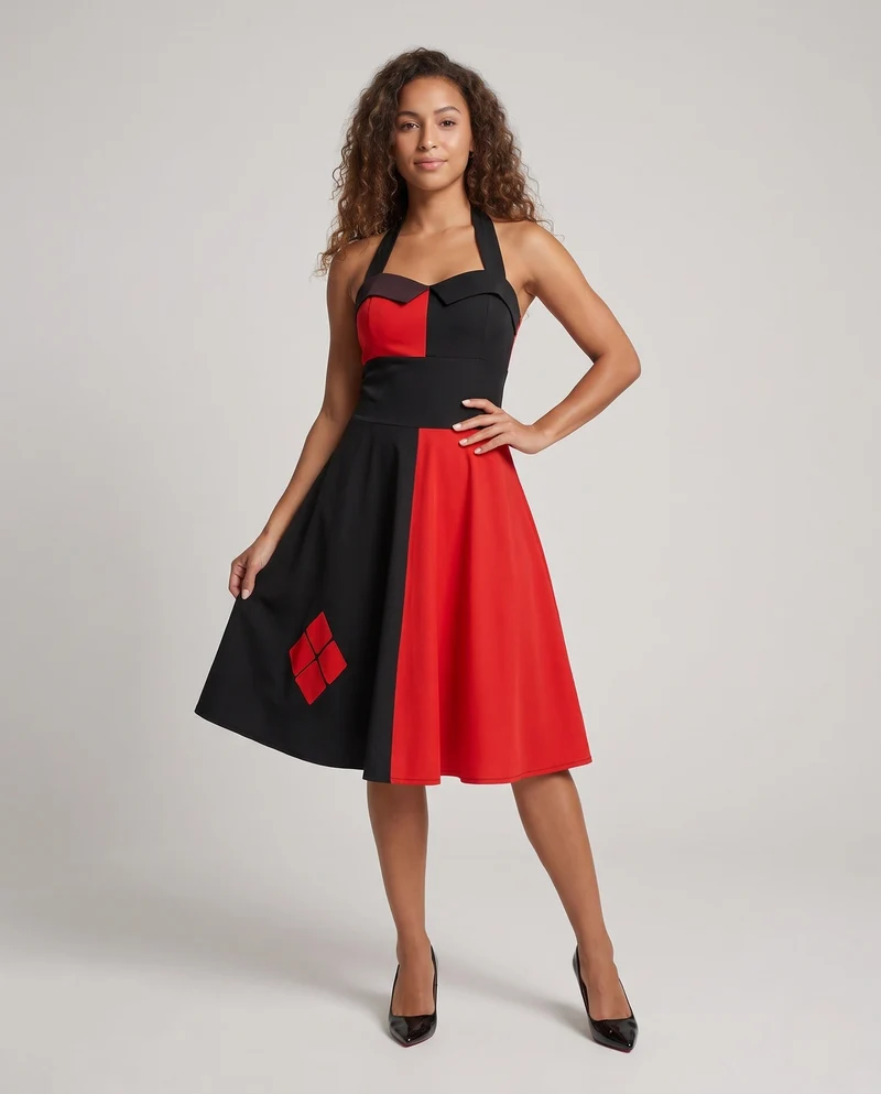 Damen Kostümkleid im Harley Quinn-Stil Nord Taschen