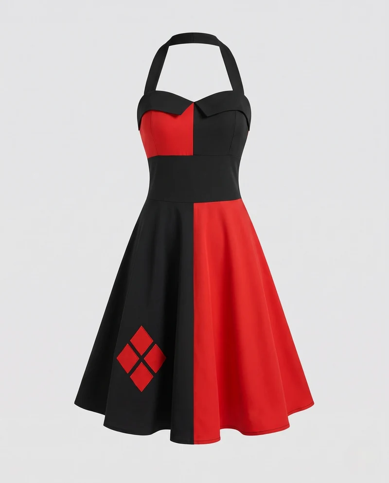 Damen Kostümkleid im Harley Quinn-Stil Nord Taschen