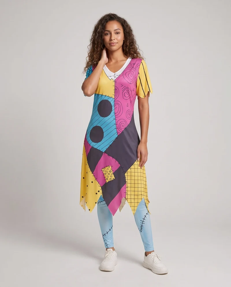 Damen kreatives Patchwork-Kleid Nord Taschen