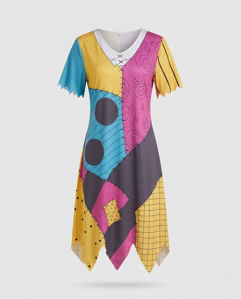 Damen kreatives Patchwork-Kleid Nord Taschen