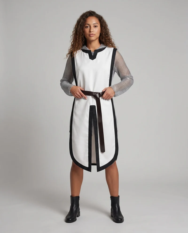 Damen Kostümset mit gestreiftem Kleid und Kettenhemd-Elementen Nord Taschen