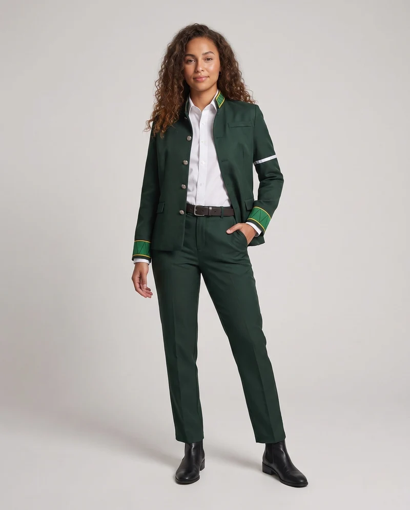 Damen Kostümset mit Jacket, Hose, Hemd und Gürtel Nord Taschen